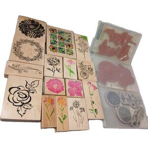Floral Rubber Stamps and Clings Preowned but not Used Mixed Brands 25
